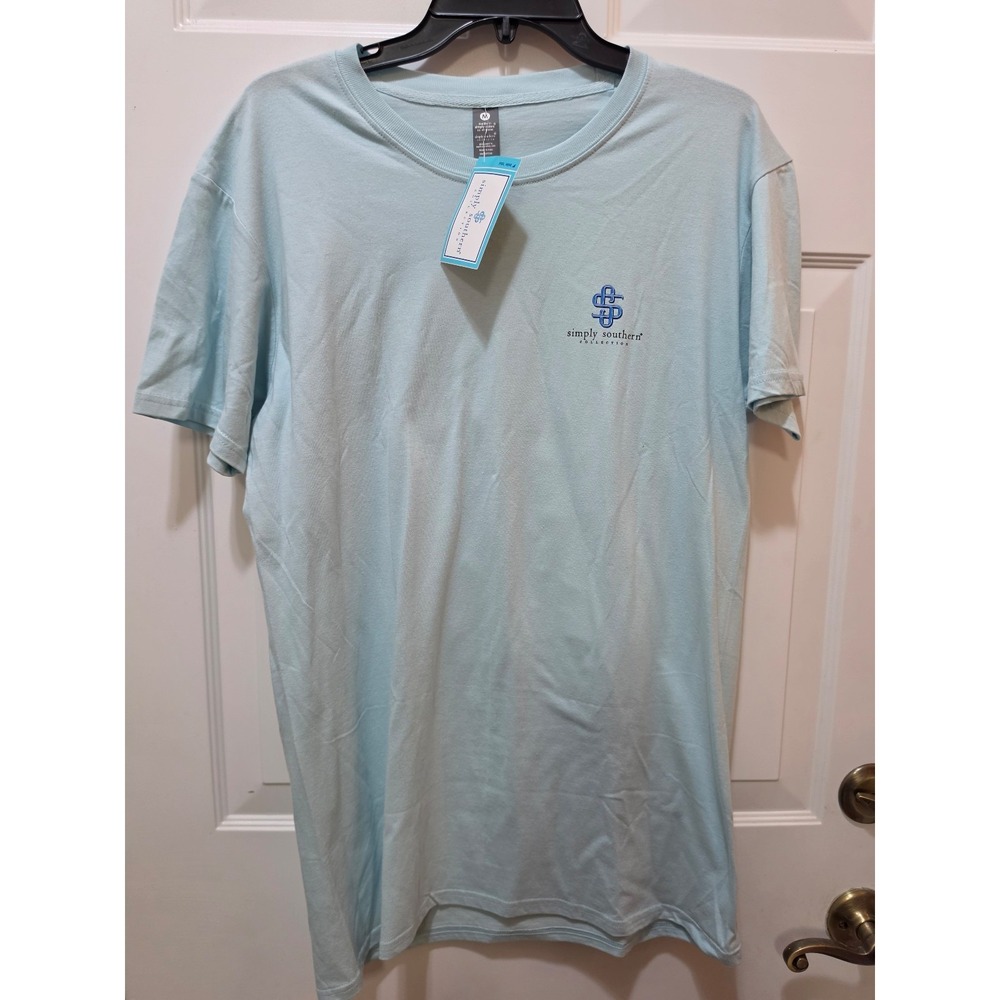 NWT Simply Southern Anything Is Possible Flying Pig T-Shirt Medium Ice Blue
